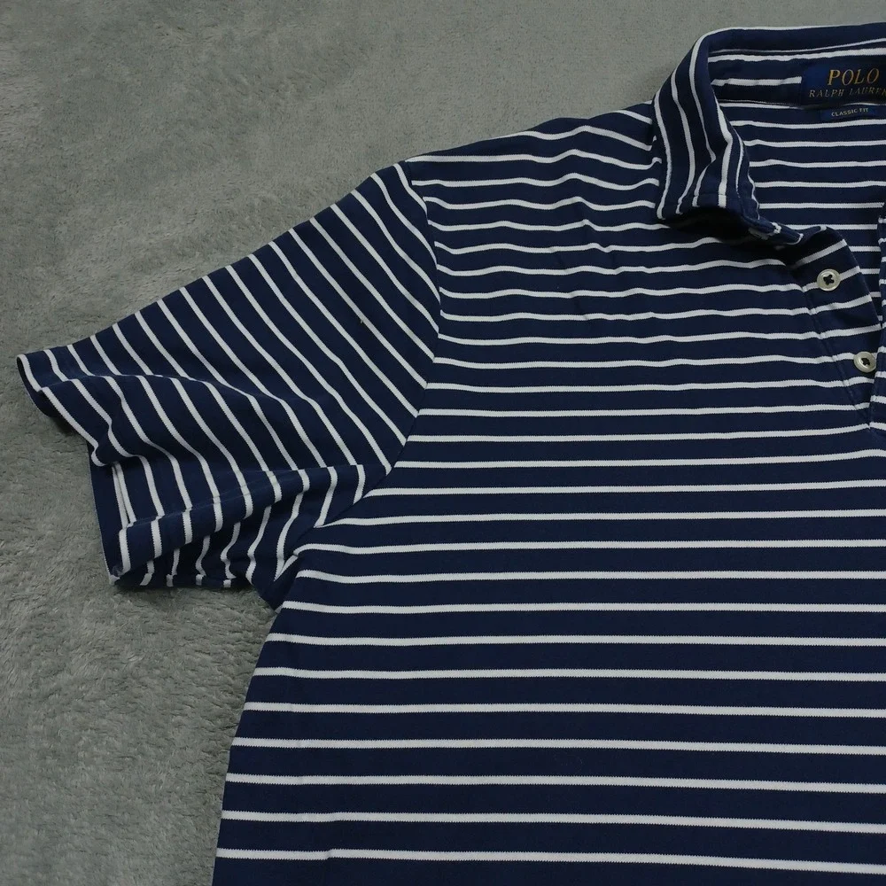 Polo Ralph Lauren Shirt Mens XL Blue Striped Business Casual Preppy‎